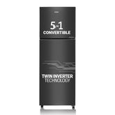 Haier 240L 2 Star Frost Free Top Mount Double Door Refrigerator|5 In 1 Convertible Modes|Twin Inverter|200% Faster Ice Making in 49 Minutes (HRF-2902IBGB-P, GE Black)