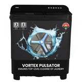 Haier 10 kg 5 Star Toughened Glass & Vortex pulsator Semi Automatic Top Load (HTW100-178BKN1,Black)