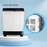 Haier 7 Kg 5 star SEMI Automatic Top Loading Washing Machine HTW70-178BKN, Black, Anti Bacterial anti bacterial vortex Pulsator,2024, Magic Filter, 1300 RPM & Castors)