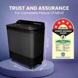Haier 9 kg 5 Star Toughened Glass & Vortex pulsator Semi Automatic Top Load (HTW90-178FLN,Black)
