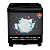 Haier 9 kg 5 Star Toughened Glass & Vortex pulsator Semi Automatic Top Load (HTW90-178FLN,Black)