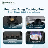 Faber 70 cm 3 Burner Built-in Gas Hob with Brass Burners, Auto Ignition & Toughened Glass – Hob PRIME HT703 CRS BR CI AI