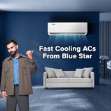 Blue Star 2 Ton 3 Star, New Star Rated, Smart Inverter Split AC (Copper,4-Way Swing, DigiQ Hepta Sensor, Blue Fins,Turbo Cool, Self Clean Technology (IA322DXU, White)