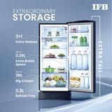 IFB 187L 3 Star Direct-Cool Single Door Refrigerator (IFBDC-2133NBHED, Floral Falls Blue) Extraordinary Space with Base Drawer and Humidity Controller