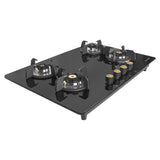 Faber 78 cm 4 Burner Built-in Gas Hob with Brass Burners, Auto Ignition & 8 mm Toughened Black Glass – Hob Maxus HT784 CRS BR CI AI