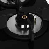 Faber Maxus 60cm 3 Burner Built-In Gas Hob | 8mm Toughened Black Glass | Auto Ignition | Cast Iron Pan Support - Hob Maxus HT603 CRS BR CI AI