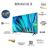Sony BRAVIA 3 Series 65 Inch 4K Smart Google TV K-65S30 | Dolby Vision, Triluminos PRO, Google TV, Dolby Atmos