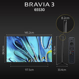 Sony BRAVIA 3 Series 65 Inch 4K Smart Google TV K-65S30 | Dolby Vision, Triluminos PRO, Google TV, Dolby Atmos