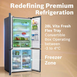 Bosch 503L, 3 Star, Frost Free 4 Door Side-by-Side Refrigerator with Perfect fit technology,Zero Gap, Prevents wall collision,VitaFresh Plus Technology(2026 Model, KCP88E256I, Dark Lake Metal)