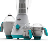 Kenstar Fusion Pro 750-Watt Mixer Grinder with 4 Jars (White & Blue, 3 Steel Jars and Extractor)