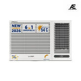 Lloyd 1.5 Ton 5 Star Side Throw Inverter Window AC (6 in 1 Convertible, Cools Up To 54°C, Turbo Cool, Feather Touch Control, Remote Control Operation, LED Display, 100% Copper, White, GLW18I5AGSPR)