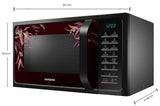 Samsung 28 L Convection Microwave Oven with SlimFry (MC28H5025VR/TL, Black Delight Red Pattern)