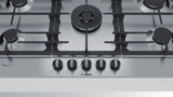 Bosch Series 6 Built-in Gas Hob 90 cm Stainless Steel with 5 Burners, StepFlame Technology & Wok Burner - PCR9A5B90I