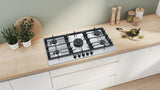 Bosch Series 6 Built-in Gas Hob 90 cm Stainless Steel with 5 Burners, StepFlame Technology & Wok Burner - PCR9A5B90I