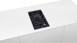 Bosch Series 8 Domino Gas Hob 30 cm Ceramic Black with Dual Wok Burner, StepFlame Technology & Flame Failure Safety - PRA3A6D70I