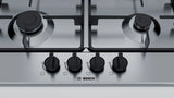 Bosch Series 4 60cm Gas Hob | 4 Burners | Stainless Steel Finish | Cast Iron Pan Supports | Enhanced Flame Stability | Frameless Design - PGH6B5B60I