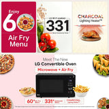 LG 28L Convertible Convection Microwave Oven, Air Fry, Charcoal Lighting Heater, 331 Auto Cook Menus