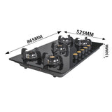 Faber 90 cm 5 Burner Built-in Gas Hob with Brass Burners, Auto Ignition & 8 mm Toughened Black Glass – Hob Maxus HT905 CRS BR CI AI