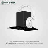 Faber Mystic 75 cm Filterless Kitchen Chimney with 1500 m³/hr Suction, BLDC Motor, Auto-Clean & Touch/Gesture Control – HOOD MYSTIC HC SC FL BK IN 75