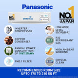 Panasonic 2 Ton 4 Star Wi-Fi Inverter Smart Split AC (Copper Condenser, 7 in 1 Convertible with True AI Mode, 4 Way Swing, PM 0.1 Air Purification Filter, CS/CU-NU24ZKY4W, White)