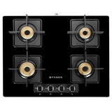 Faber 4 Burner Gas Cooktop with Forged Burners, Manual Ignition, Black Matt Finish & Diamond-Coated Pan Supports – Hob Cooktop Elite 4BB BK CI