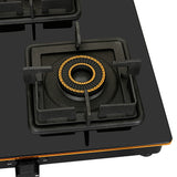 Faber 4 Burner Gas Cooktop with Brass Burners, Manual Ignition & Diamond-Coated Finish – HOB COOKTOP PRINCE PLUS 4BB BK
