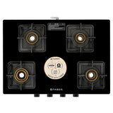 Faber 4 Burner Gas Cooktop with Brass Burners, Manual Ignition & Diamond-Coated Finish – HOB COOKTOP PRINCE PLUS 4BB BK