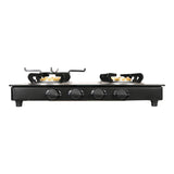 Faber 4 Burner Gas Cooktop with Brass Burners, Manual Ignition & Powder-Coated Finish – Cooktop Power 4BB BK