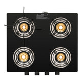 Faber 4 Burner Gas Cooktop with Brass Burners, Manual Ignition & Powder-Coated Finish – Cooktop Power 4BB BK