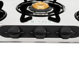 Faber 3 Burner Stainless Steel Gas Cooktop with Brass Burners, Manual Ignition & Euro-Coated Pan Supports – HOB COOKTOP CRYSTAL 3BB SS
