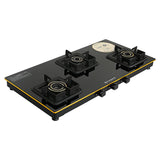 Faber 77 cm 3 Burner Gas Cooktop with Brass Burners, Non-Auto Ignition & Toughened Black Glass – HOB COOKTOP PRINCE PLUS 3BB BK