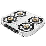 Faber 60 cm 4 Burner Stainless Steel Gas Cooktop with Brass Burners, Manual Ignition & Euro-Coated Pan Supports – HOB COOKTOP CRYSTAL 4BB SS