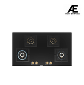 Bosch Built in Gas Hob Black Tempered glass Glass 4 Burner Auto Ignition 90 cm True Brass 2D Ring Burners with Matt Black Heat Shields & Cast Iron pan supports (PNF9B6F20I)
