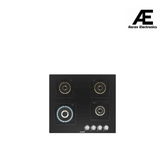 Bosch Built in Gas Hob Black Tempered glass Glass 4 Burner Auto Ignition 60 cm True Brass 2D Ring Burners with Glossy Black Heat Shields & Enameld pan supports (PNH6B6F10I)