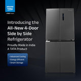 Voltas Beko, A Tata Product, 522 L(Gross), Inverter, Frost Free, French Four Door Side by Side Refrigerator (2026 Model, R4D522/FPV3N0RXID, Inox, with Harvest Fresh Technology)
