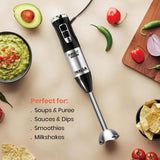INALSA Stainless Steel Electric Hand Blender with 500W DC Motor|Variable & Turbo Speed|Super Silent|Ultra Sharp SS Blade & Detachable Stem|for Smoothie & Juices,Whip,Chop-RobotInox500,Black/Silver