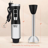 INALSA Stainless Steel Electric Hand Blender with 500W DC Motor|Variable & Turbo Speed|Super Silent|Ultra Sharp SS Blade & Detachable Stem|for Smoothie & Juices,Whip,Chop-RobotInox500,Black/Silver