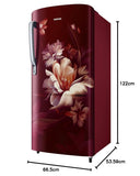 Samsung 183 L 3 Star Direct Cool Single Door Refrigerator with Digital Inverter Compressor, Toughened Glass Shelves, Base Freezer, Midnight Blossom Red – RR20D2723RZ/NL