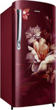 Samsung 183 L 3 Star Direct Cool Single Door Refrigerator with Digital Inverter Compressor, Toughened Glass Shelves, Base Freezer, Midnight Blossom Red – RR20D2723RZ/NL
