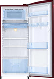 Samsung 183 L 3 Star Direct Cool Single Door Refrigerator with Digital Inverter Compressor, Toughened Glass Shelves, Base Freezer, Midnight Blossom Red – RR20D2723RZ/NL