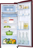 Samsung 183 L 3 Star Direct Cool Single Door Refrigerator with Digital Inverter Compressor, Toughened Glass Shelves, Base Freezer, Midnight Blossom Red – RR20D2723RZ/NL