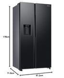 Samsung 633 L, 3 Star, Frost Free, Double Door, Convertible 5-in-1 Digital Inverter, Side By Side Refrigerator with AI, WiFi & Water & Ice Dispenser (RS78CG8543B1HL, Black Matte)