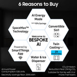 Samsung 633 L, 3 Star, Frost Free, Double Door, Convertible 5-in-1 Digital Inverter, Side By Side Refrigerator with AI, WiFi & Water & Ice Dispenser (RS78CG8543S9HL, Silver, Refined Inox)