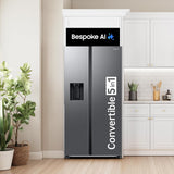 Samsung 633 L, 3 Star, Frost Free, Double Door, Convertible 5-in-1 Digital Inverter, Side By Side Refrigerator with AI, WiFi & Water & Ice Dispenser (RS78CG8543S9HL, Silver, Refined Inox)