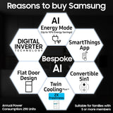 Samsung 419 L, 2 Star, Convertible 5-in-1, Digital Inverter, Frost Free Double Door, Bespoke AI WiFi Enabled Refrigerator (RT45DB6A4B22, Silver, Elegant Inox)