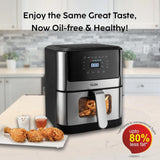 Glen Digital Air Fryer, 6 Litre, 1500W, Digital Controls with 7 Pre-Set Menus, Adjustable 60-Minute Timer, Temperature Control, Fry, Grill, Roast & Bake with Less Oil, Large - Black (SA-3043DSS)