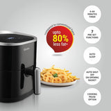 Glen Digital Air Fryer, 3.5 Litre Airfryer 1300W with 7 Pre-Set Functions, Auto Sleep, Digital Controls, Timer & Temperature Control, Bake, Fry, Roast & Grill with Less Oil, Medium - Black SA-3044DBL