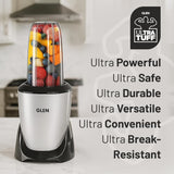 Glen Nutri Blender Mixer Ultra Tuff 900 Watt, with 2 Unbreakable Jars, Thermal Overload Protector, Dual Blade Technology Grinder for Kitchen, Protein Shakes, Smoothie Maker - SA-4048UT