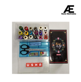 USHA Sewing Kit with 18 Thread spools, 1 Scissor, 12 Buttons, 1 Measuring Tape (Black)