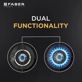 Faber 90 cm 4 Burner Built-in Gas Hob with Brass Burners, Auto Ignition & Toughened Black Glass – HOB SUPERIA HT904 BR AI N